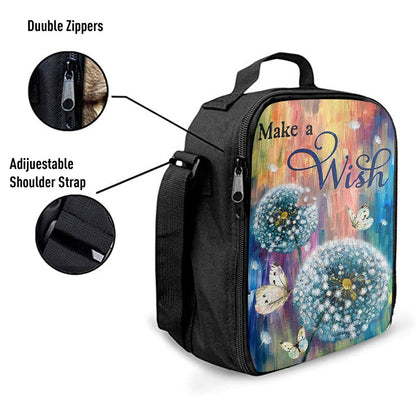 Dandelion Make A Wish Lunch Bag, Christian Lunch Bag For School, Picnic, Religious Lunch Bag