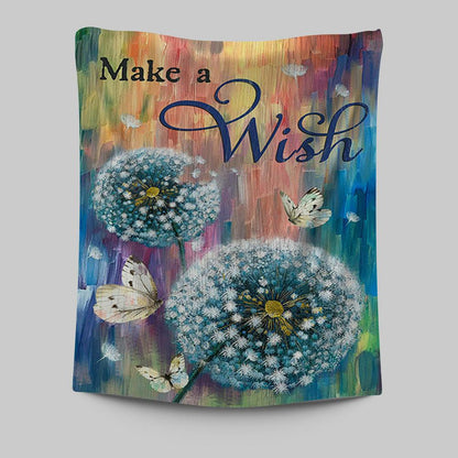 Dandelion Make A Wish Tapestry Art - Bible Verse Wall Art - Christian Inspirational Wall Decor