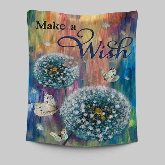 Dandelion Make A Wish Tapestry Art - Bible Verse Wall Art - Christian Inspirational Wall Decor