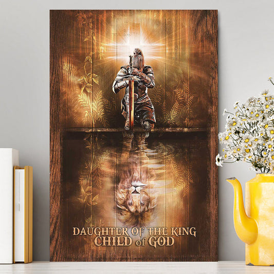 Daughter Of The King Child Of God Canvas - Woman Warrior Lion Of Judah Canvas Art - Bible Verse Wall Art - Religious Home Decor