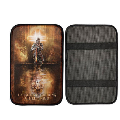 Daughter Of The King Child Of God Car Armrest Pad - Woman Warrior Lion Of Judah Car Center Console Cover, Christian Car Accessories