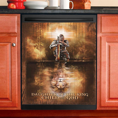 Daughter Of The King Child Of God Dishwasher Cover, Woman Warrior Lion Of Judah Dishwasher Magnet Cover, Bible Verse Kitchen Decor