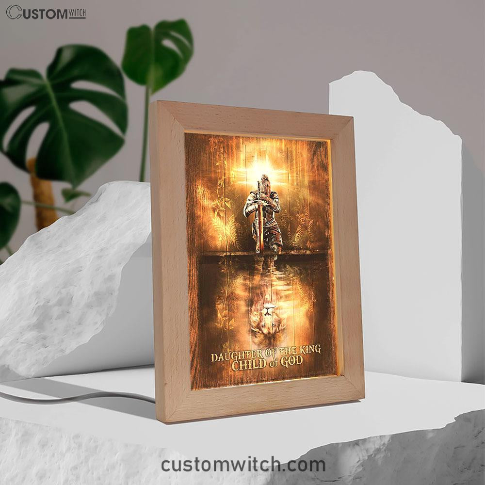 Daughter Of The King Child Of God Frame Lamp - Woman Warrior Lion Of Judah Frame Lamp Art - Bible Verse Art - Religious Home Decor