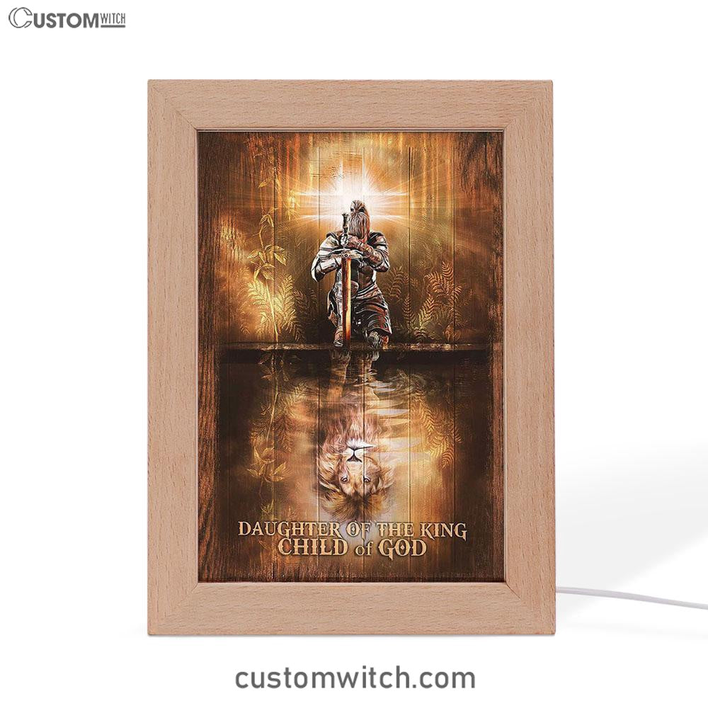 Daughter Of The King Child Of God Frame Lamp - Woman Warrior Lion Of Judah Frame Lamp Art - Bible Verse Art - Religious Home Decor