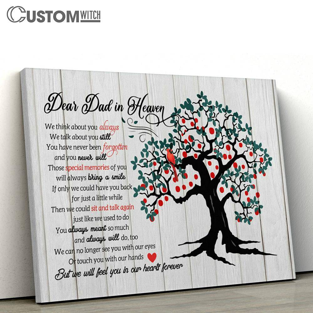 Dear Dad In Heaven Cardinal Tree Large Canvas Art - Christian Wall Art Home Decor - Religious Canvas Prints