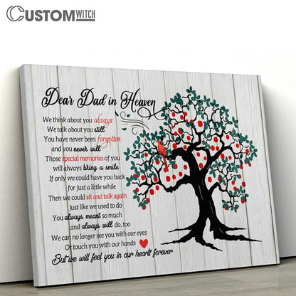 Dear Dad In Heaven Cardinal Tree Large Canvas Art - Christian Wall Art Home Decor - Religious Canvas Prints