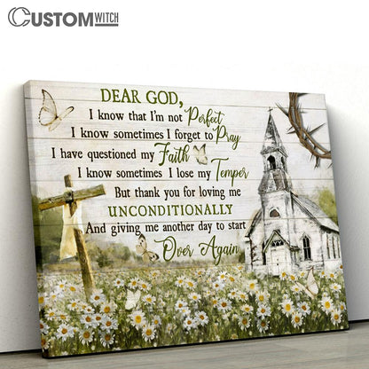 Dear God I Know That I'm Not Perfect Daisy Flower Large Canvas Art - Christian Wall Art Home Decor - Religious Canvas Prints