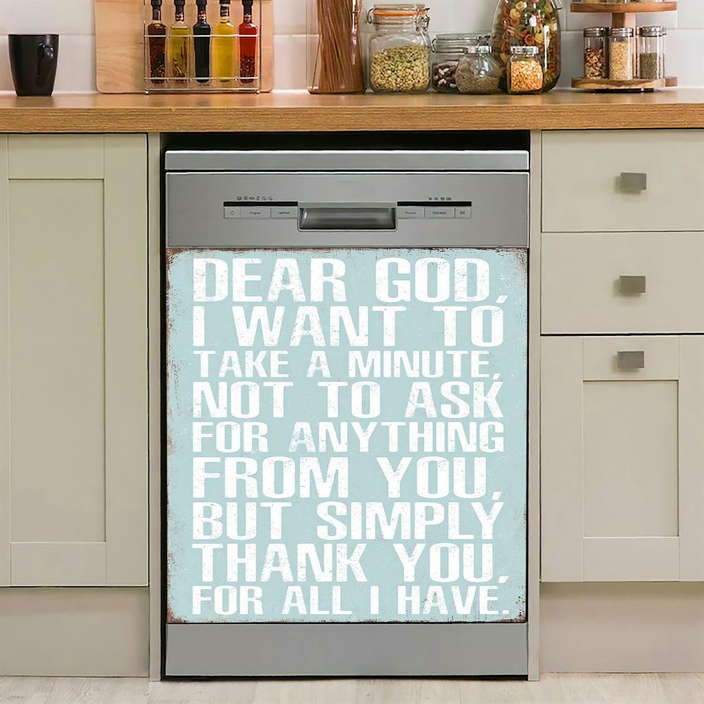 Dear God Simply Thank You For All I Have Dishwasher Cover, Christian Dishwasher Magnet Cover