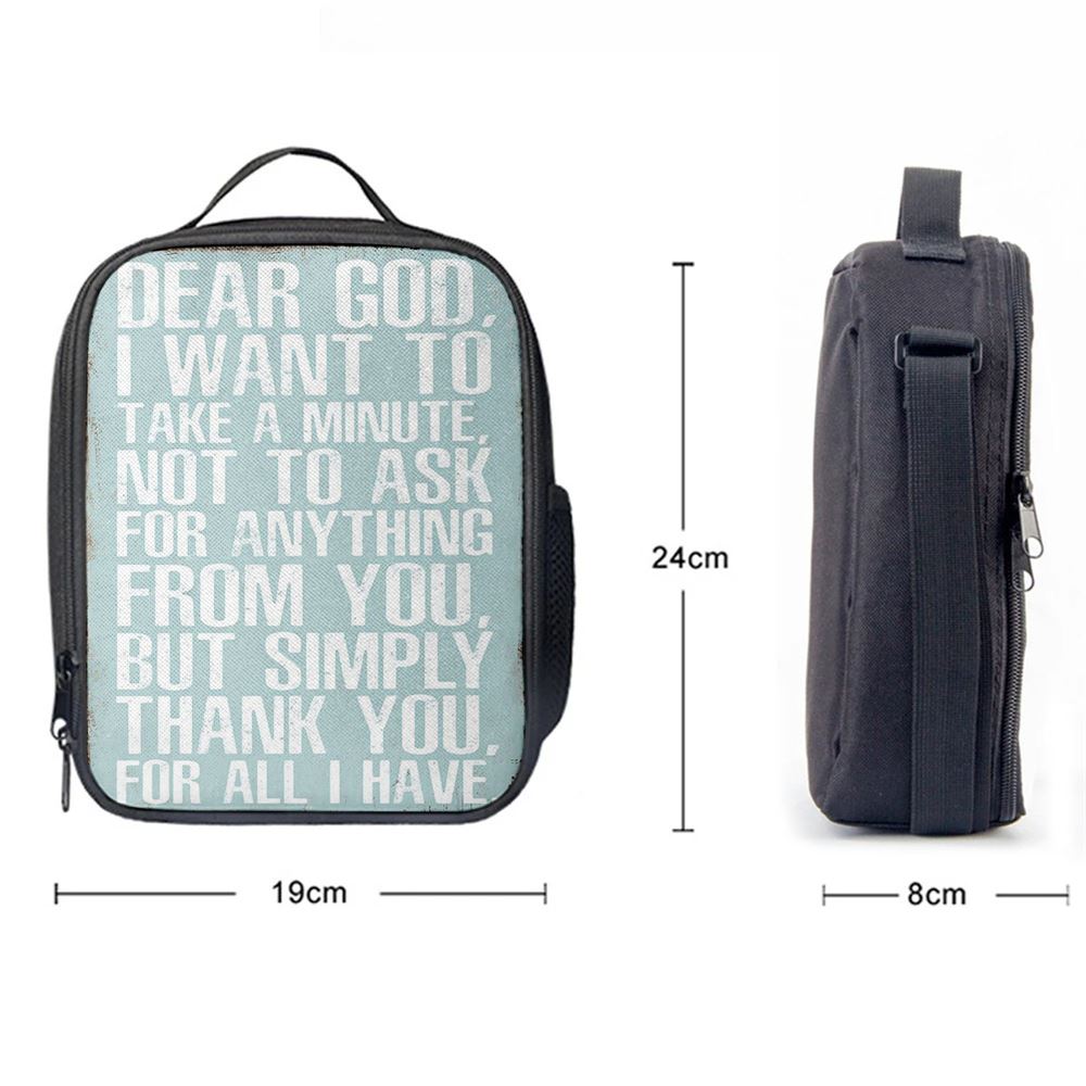 Dear God Simply Thank You For All I Have Lunch Bag, Christian Lunch Bag For School, Picnic, Religious Lunch Bag