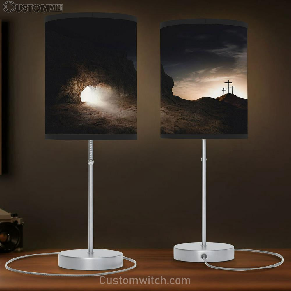 Death Resurrection Jesus Christ Tomb Cross Table Lamb Pictures - Faith Art - Christian Table Lamb Gift Decor