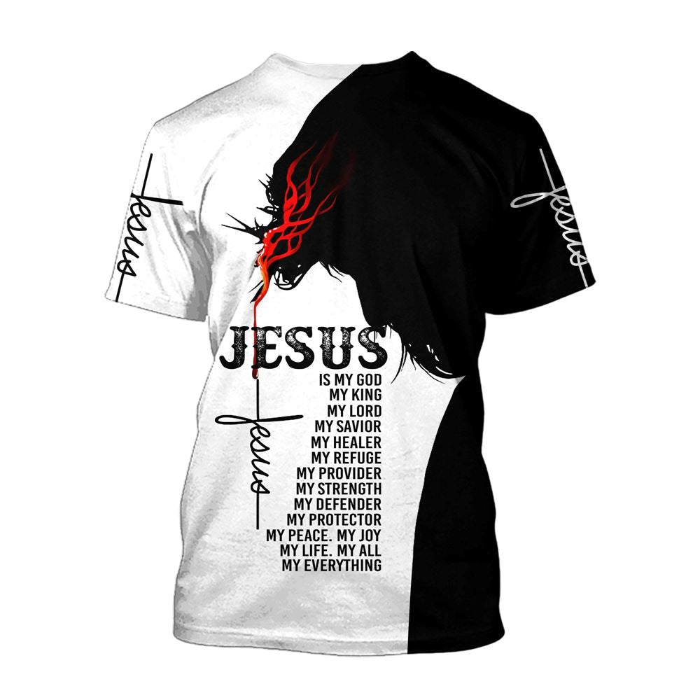 December Child Of God Balck And White Color Jesus Unisexs All Over Print 3D T-Shirt, Gift For Christian, Jesus Shirt
