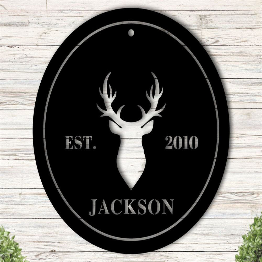 Deer Antler Metal Name Sign, Established Family Sign, Metal Address Sign, Wall Metal Sign, Home Decor Sign, Anniversary Gift, Wall Decoration Art