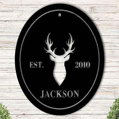 Deer Antler Metal Name Sign, Established Family Sign, Metal Address Sign, Wall Metal Sign, Home Decor Sign, Anniversary Gift, Wall Decoration Art