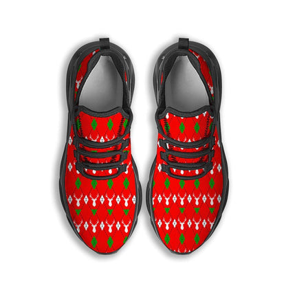 Deer Argyle Christmas Print Pattern Black Max Soul Shoes For Men Women, Best Running Sneaker, Christmas Shoes, Winter Fashion Shoes