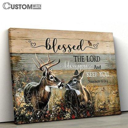 Deer Blessed the Lord bless you and keep you Canvas Wall Art - Bible Verse Canvas - Religious Prints