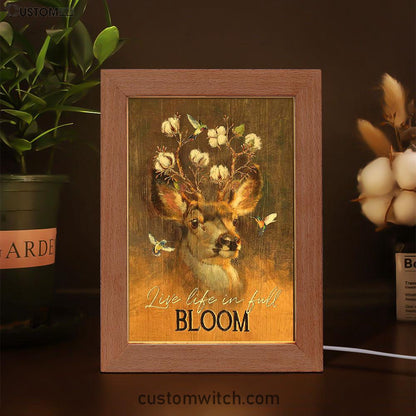 Deer Flower Crown Hummingbird Live Life In Full Bloom Frame Lamp Art - Christian Art - Bible Verse Art - Religious Home Decor