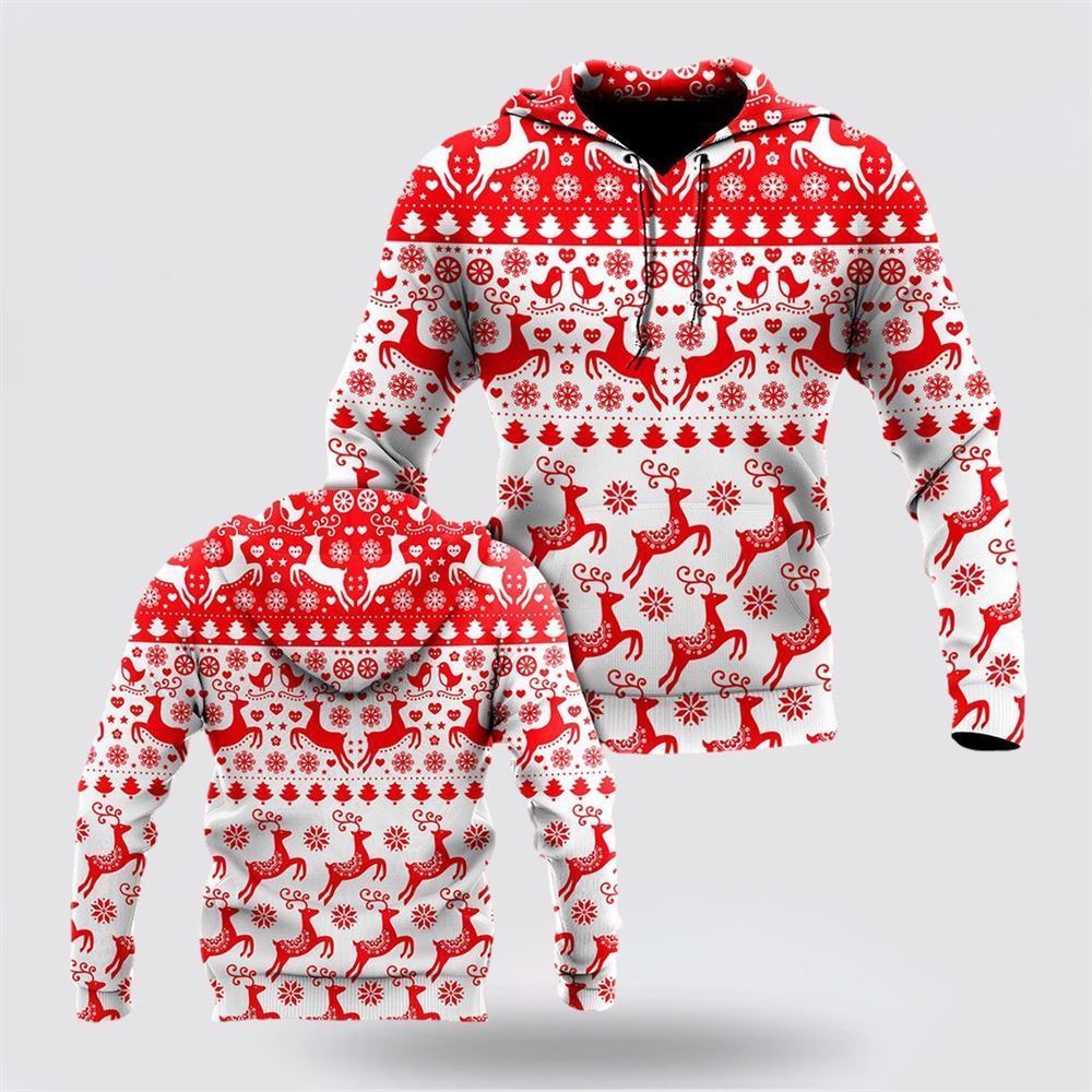 Deer Happy Christmas All Over Print 3D Hoodie For Men & Women, Christmas Hoodie Cute, Christmas Gift, Christmas Fashion