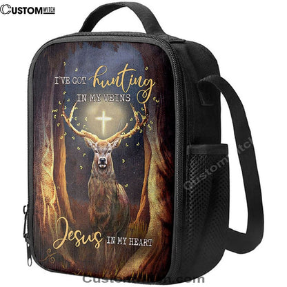 Deer I Got Hunting In My Veins Jesus In My Heart Lunch Bag, Christian Lunch Bag For School, Picnic, Religious Lunch Bag