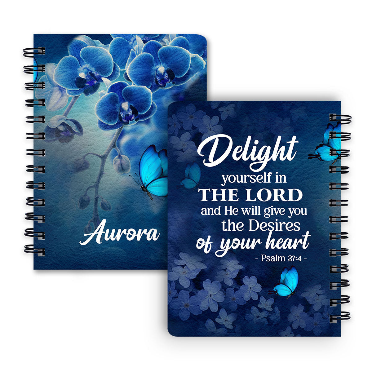 Delight Yourself In The Lord Psalm 374 Personalized Spiral Notebook, Christian Spiritual Gifts For Friends
