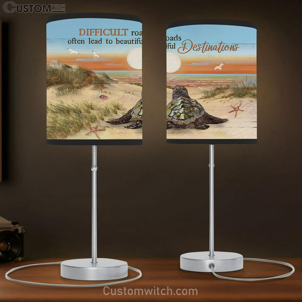 Destinations Baby Turtle Sunrise Ocean Sand Beach Table Lamb Gift - Bible Verse Table Lamb - Religious Bedroom Decor