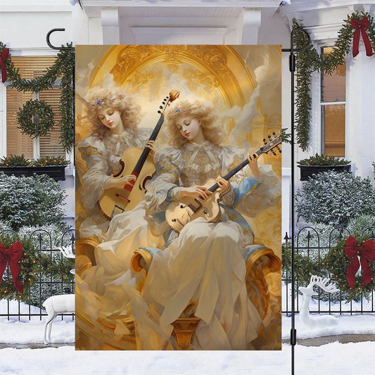 Divine Duet Of The Yuletide Flag, Christmas Angel Garden Flag, Christmas Outdoor Decor Ideas