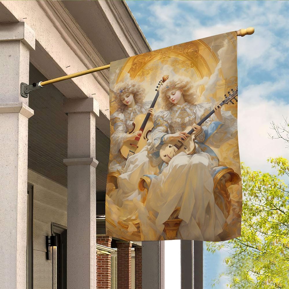 Divine Duet Of The Yuletide Flag, Christmas Angel Garden Flag, Christmas Outdoor Decor Ideas