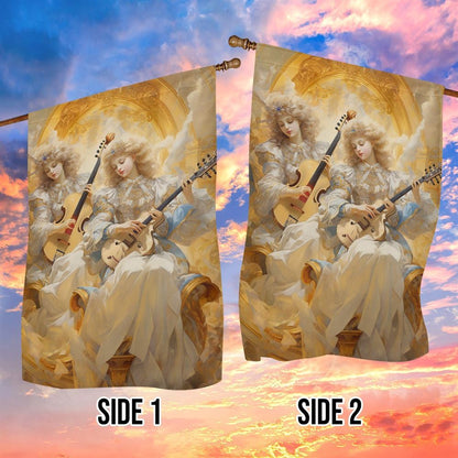 Divine Duet Of The Yuletide Flag, Christmas Angel Garden Flag, Christmas Outdoor Decor Ideas