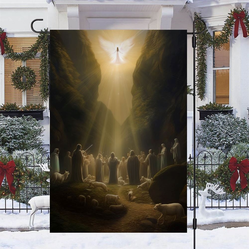 Divine Light The Heavenly Announcement Flag, Christmas Angel Garden Flag, Christmas Outdoor Decor Ideas