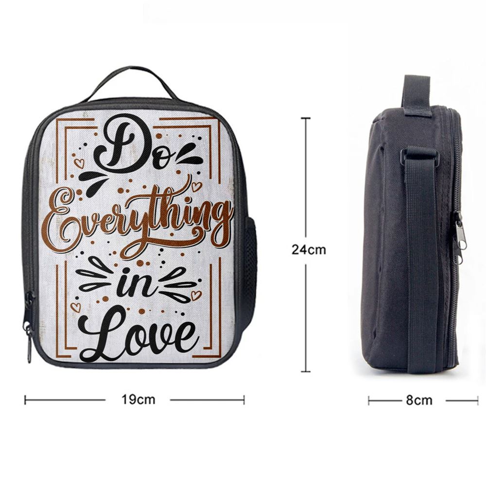 Do Everything In Love 1 Corinthians 1614 Bible Verse Lunch Bag, Christian Lunch Bag For School, Picnic, Religious Lunch Bag