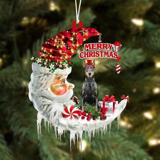 Doberman On The Moon Merry Christmas Hanging Ornament, Christmas Gift, Christmas Tree Decorations, Christmas Ornament 2023