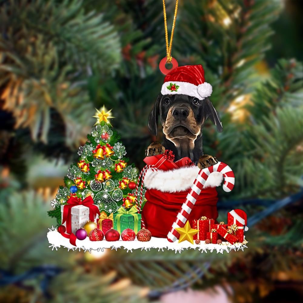 Dobermann Gift Bag Merry Christmas Ornament, Christmas Gift, Christmas Tree Decorations, Christmas Ornament 2023