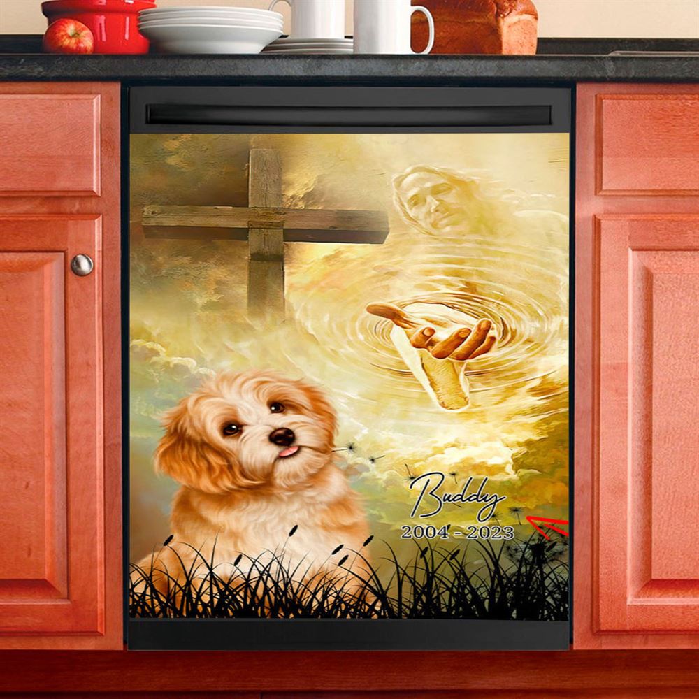 Dog Memorial Dishwasher Cover, Take My Hand Jesus Dishwasher Magnet Cover, Pet Loss Gifts