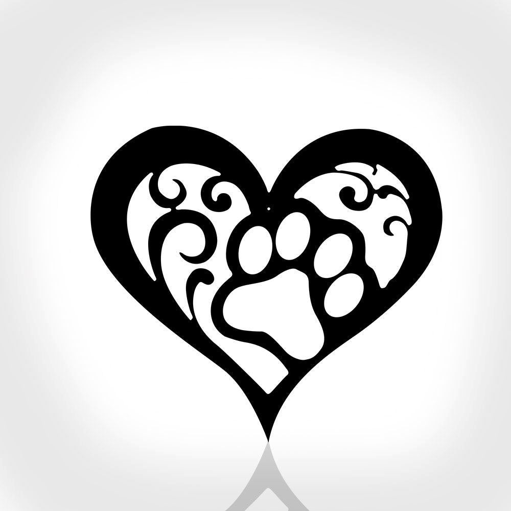 Dog Paw Heart Metal Sign, Anniversary Gift, Dog Wall Decor, Dog Wall Art, Home Decor Sign