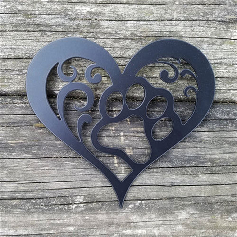 Dog Paw Heart Metal Sign, Anniversary Gift, Dog Wall Decor, Dog Wall Art, Home Decor Sign