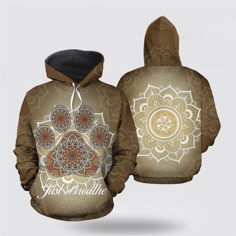 Dog Paw Mandala All Over Print 3D Hoodie For Men & Women, Christmas Dog Hoodie, Christmas Hoodie Cute, Christmas Gift