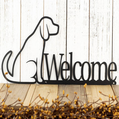 Dog Welcome Sign Labrador Outdoor Metal Sign, Anniversary Gift, Dog Wall Decor, Dog Wall Art, Home Decor Sign
