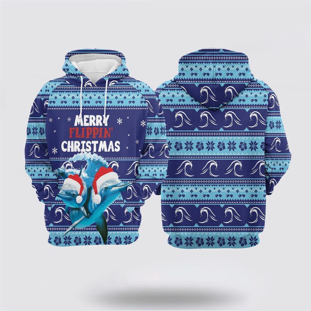 Dolphin Merry Flippin Christmas All Over Print 3D Hoodie For Men & Women, Christmas Hoodie Cute, Christmas Gift, Christmas Fashion