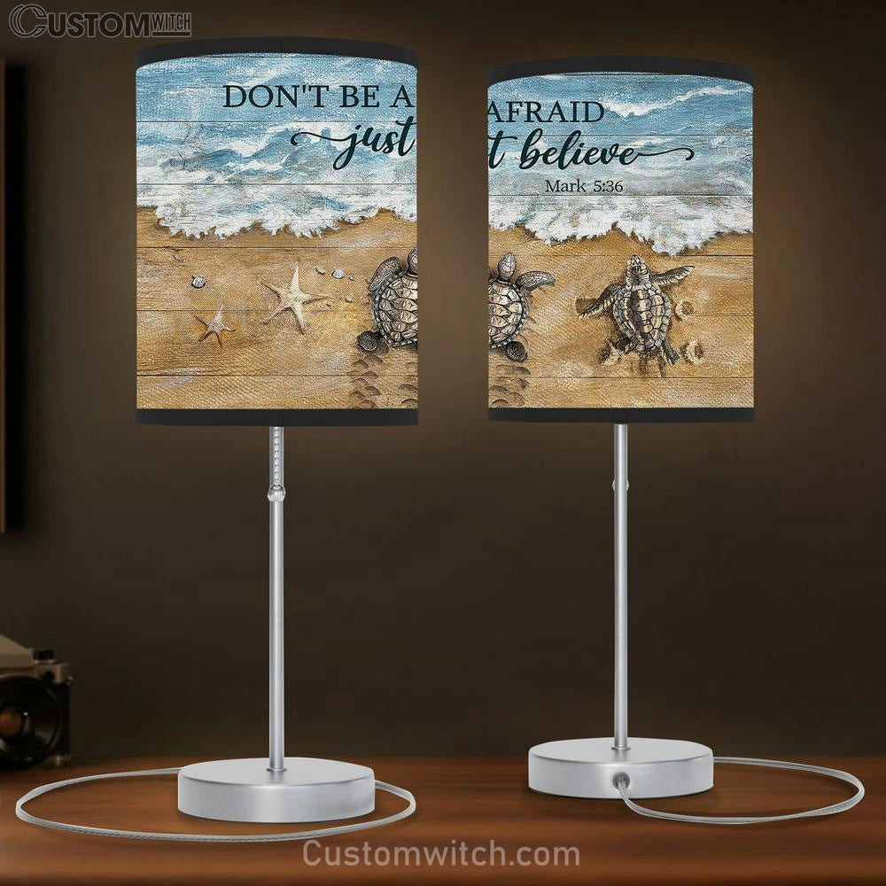 Don't Be Afraid Just Believe Beach Sea Turtle Starfish Table Lamb Gift - Bible Verse Table Lamb - Religious Bedroom Decor