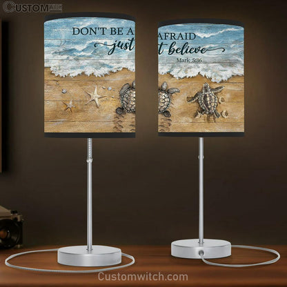 Don't Be Afraid Just Believe Beach Sea Turtle Starfish Table Lamb Gift - Bible Verse Table Lamb - Religious Bedroom Decor