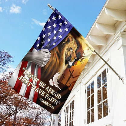 Don't Be Afraid Just Have Faith Jesus The Lion Of Judah House Flags, Christian Flag, Scripture Flag, Garden Banner