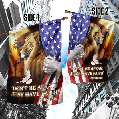 Don't Be Afraid Just Have Faith Jesus The Lion Of Judah House Flags, Christian Flag, Scripture Flag, Garden Banner