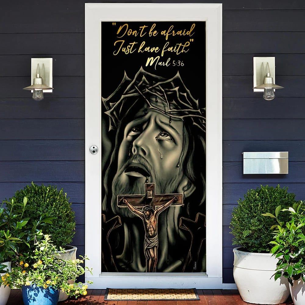 Don't Be Afraid Just Have Faith Mark Door Cover, Jesus Christian Door Cover, Christian Door Decor, Door Christian Church, Christian Door Plaques