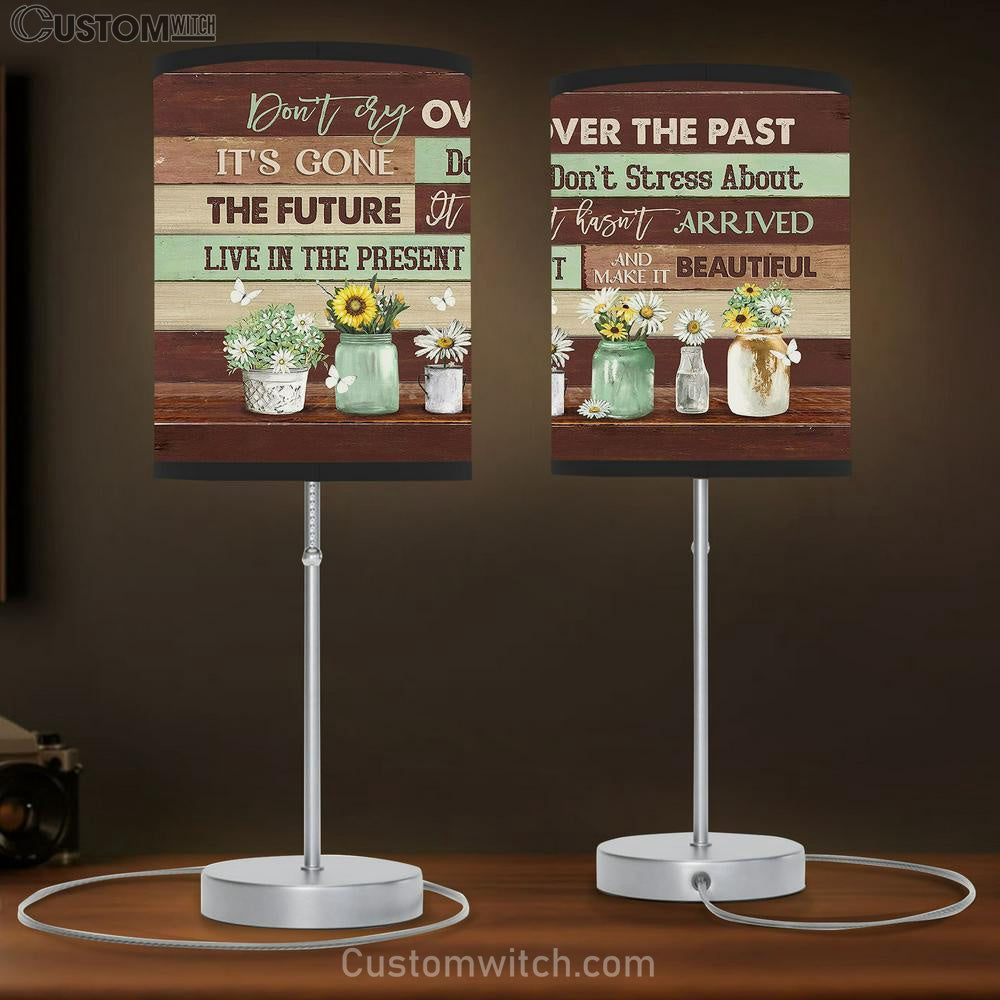 Don't Cry Over The Past Baby Sunflower Daisy White Butterfly Table Lamb Gift - Bible Verse Table Lamb - Religious Bedroom Decor