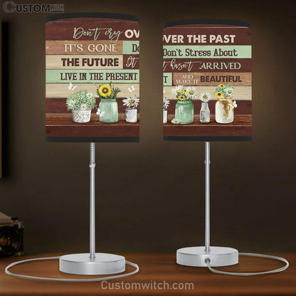 Don't Cry Over The Past Baby Sunflower Daisy White Butterfly Table Lamb Gift - Bible Verse Table Lamb - Religious Bedroom Decor