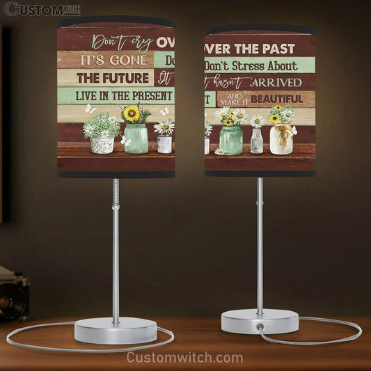 Don't Cry Over The Past Baby Sunflower Daisy White Butterfly Table Lamb Gift - Bible Verse Table Lamb - Religious Bedroom Decor