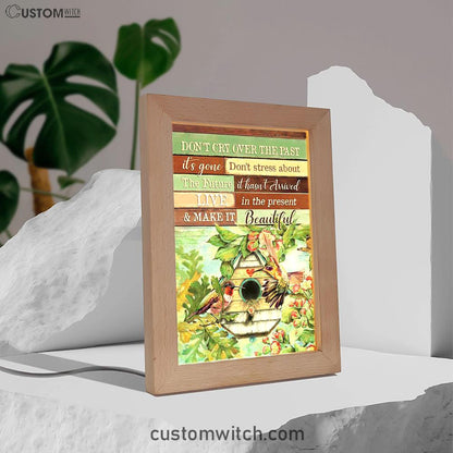 Don't Cry Over The Past Birdhouse Hummingbird Spring Forest Frame Lamp Art - Christian Night Light