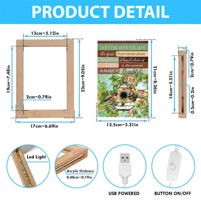 Don't Cry Over The Past Birdhouse Hummingbird Spring Forest Frame Lamp Art - Christian Night Light