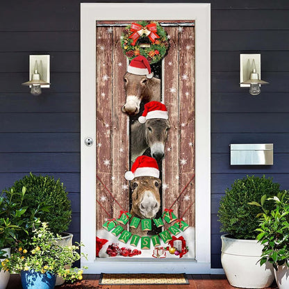 Donkeys Christmas Snow Farmhouse Door Cover, Donkeys Lover Gifts, Christmas Door Knob Covers, Christmas Outdoor Decoration
