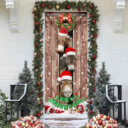 Donkeys Christmas Snow Farmhouse Door Cover, Donkeys Lover Gifts, Christmas Door Knob Covers, Christmas Outdoor Decoration