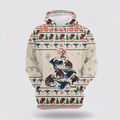 Dragon Christmas Tree All Over Print 3D Hoodie For Men & Women, Christmas Hoodie Cute, Christmas Gift, Christmas Fashion